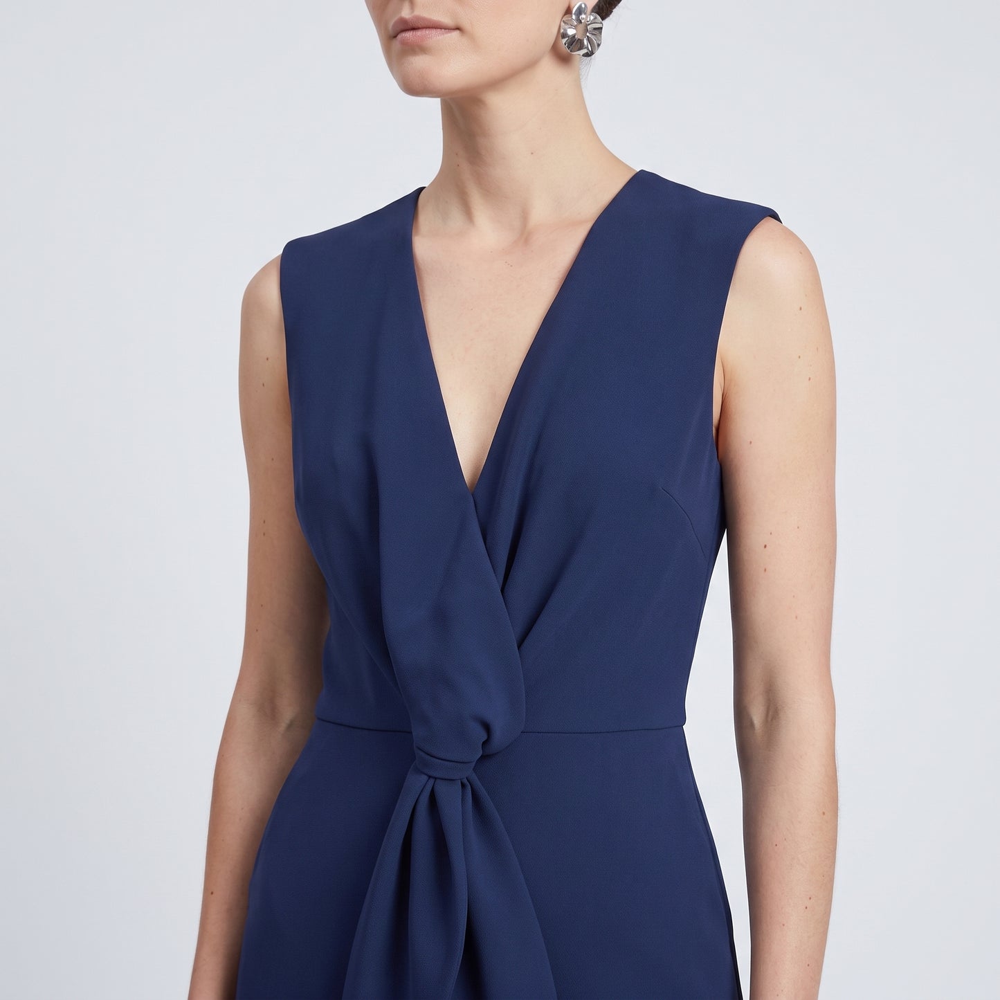 Sleeveless Knot-Front Navy Jumpsuit