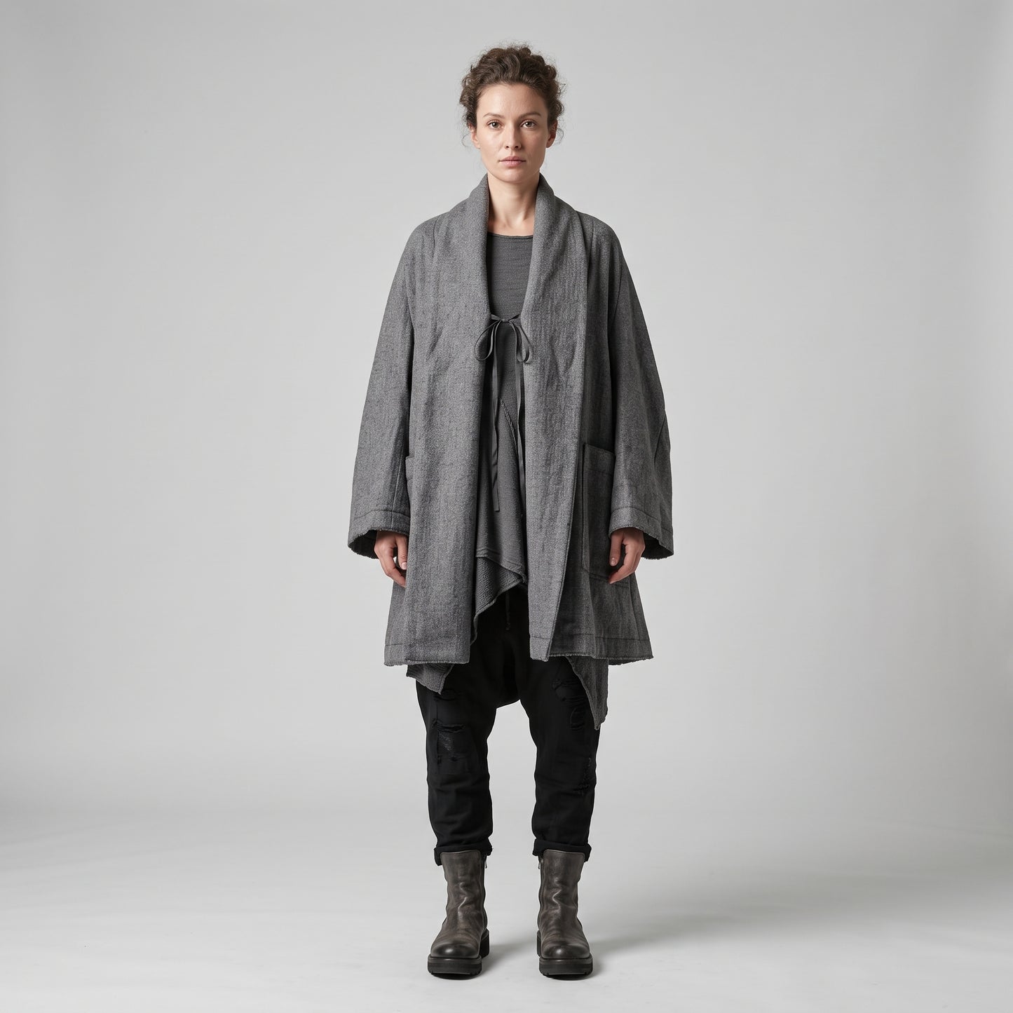 Textured Wool Shawl Collar Jacket