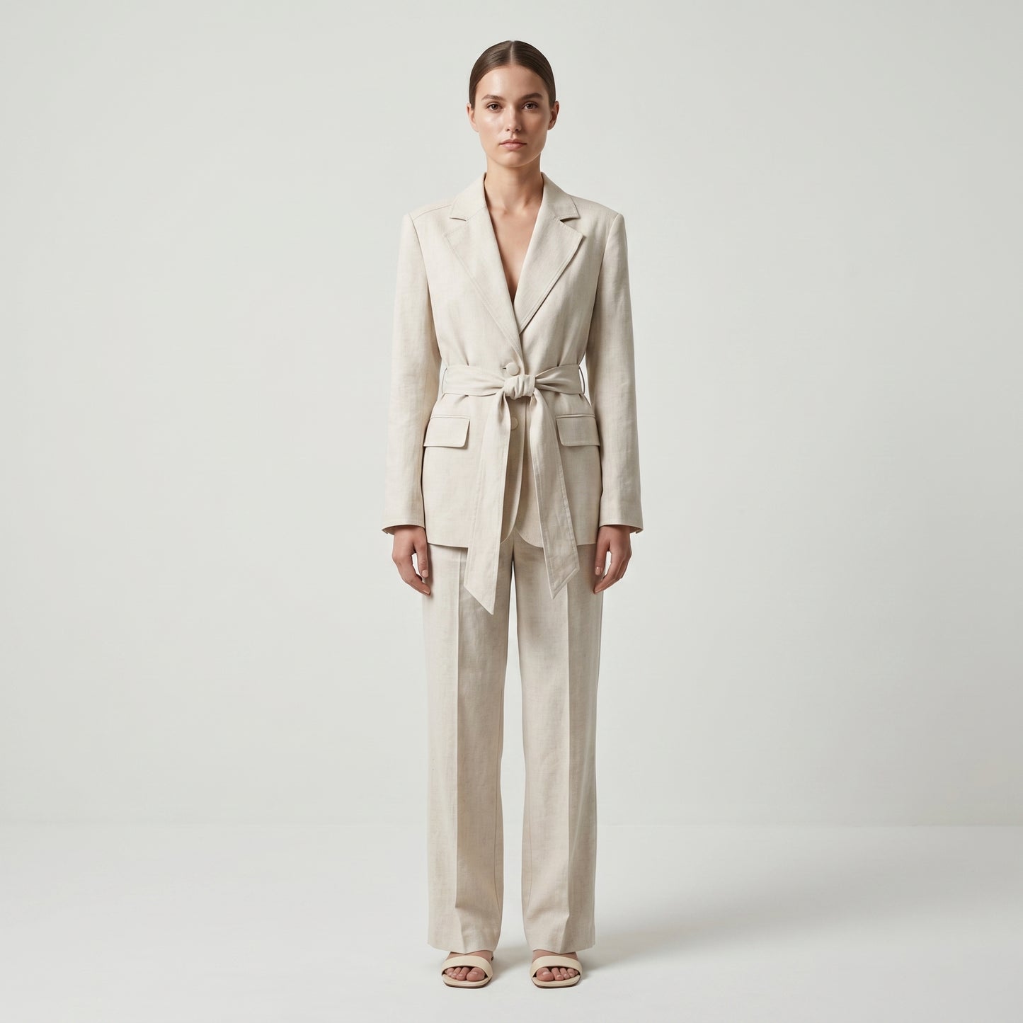 Tailored Linen Belted Blazer
