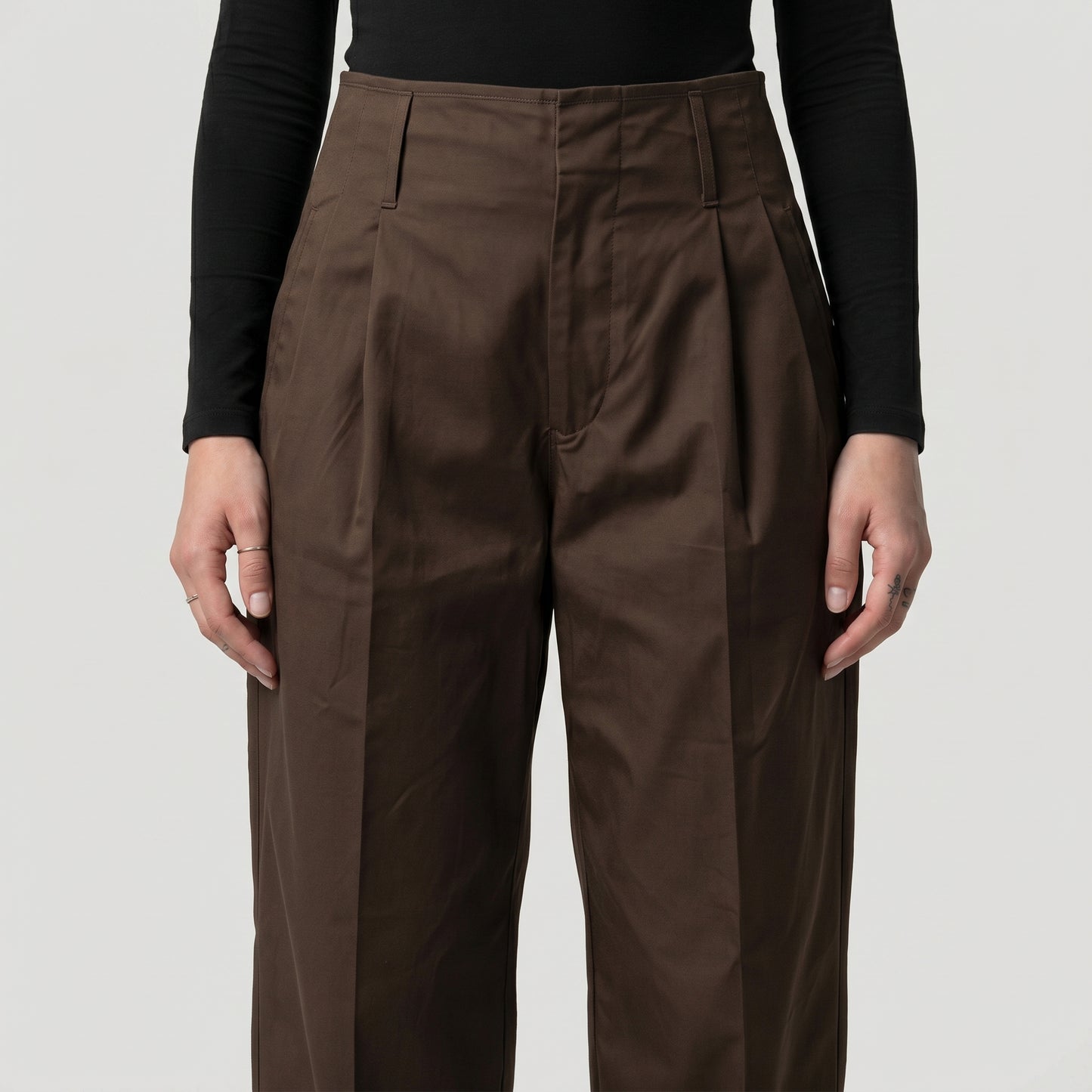 Tailored High-Waisted Cuffed Trousers