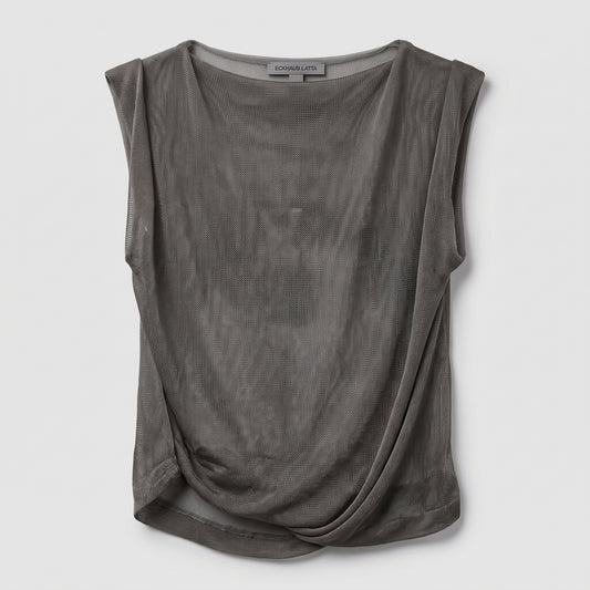 Sheer Draped Sleeveless Top