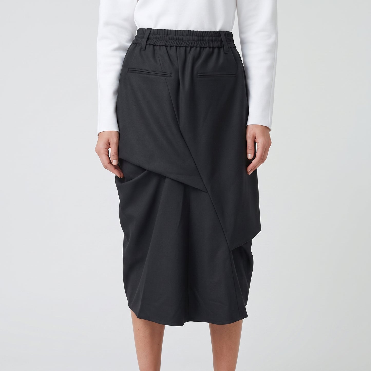 Asymmetric Tailored Wrap Skirt