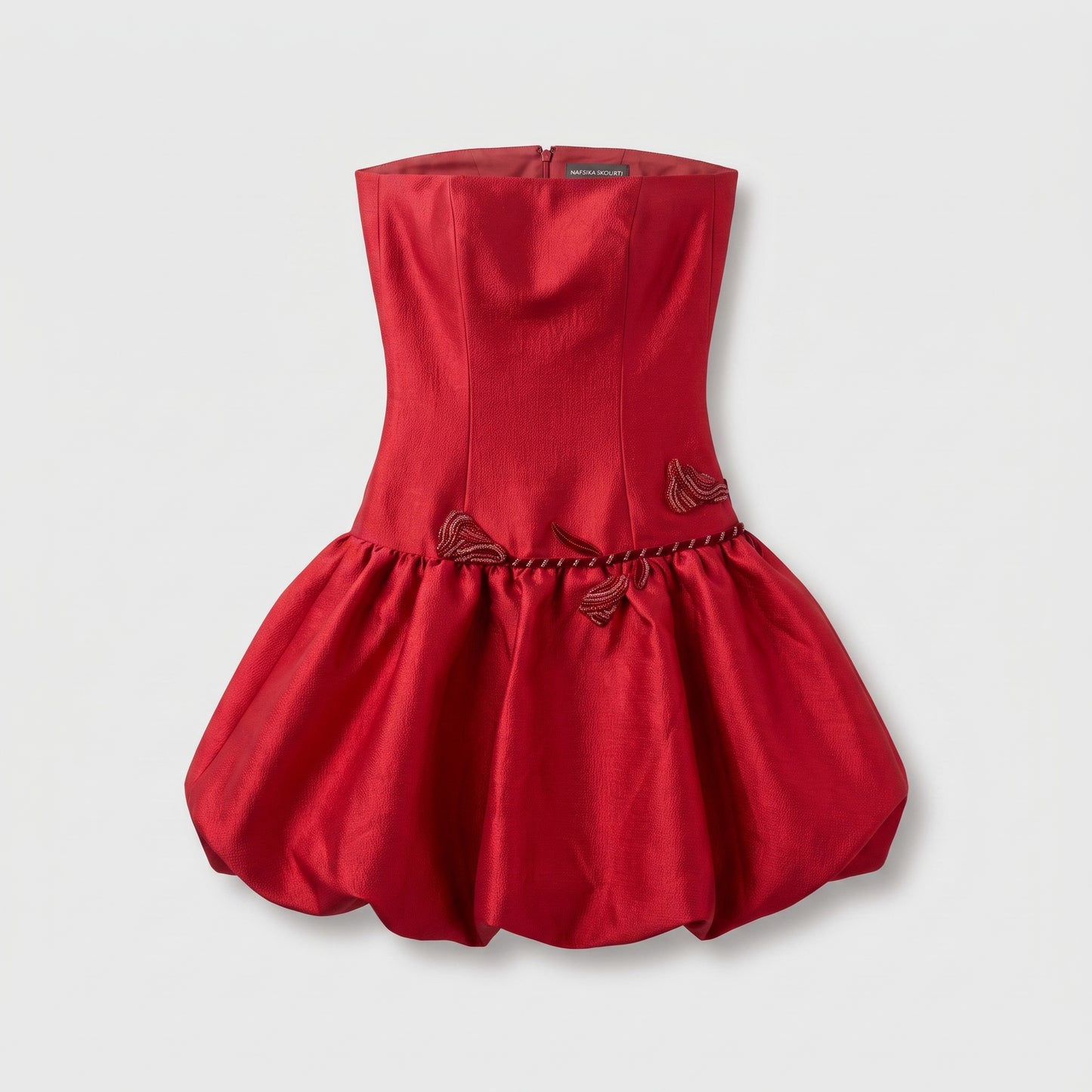 Red Strapless Bubble Mini Dress