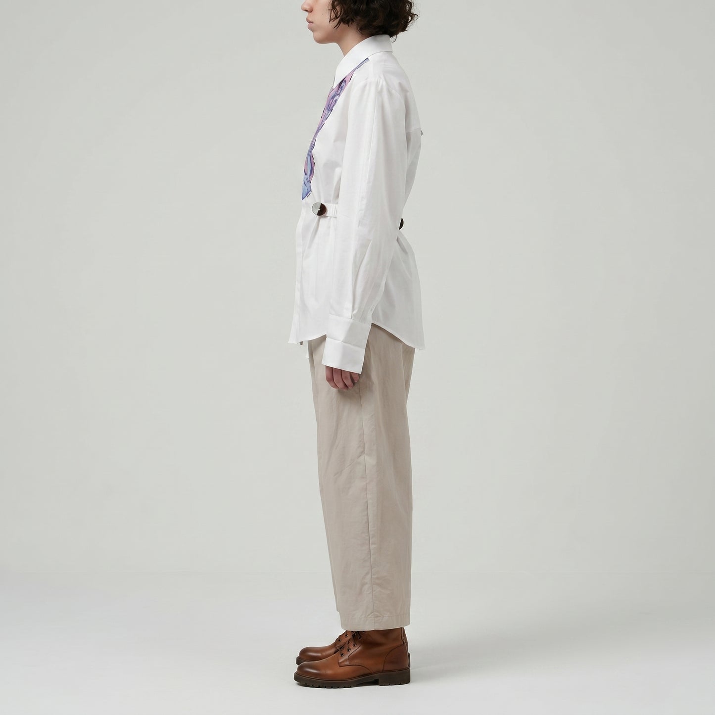 Graphic Insert Fitted Cotton Shirt