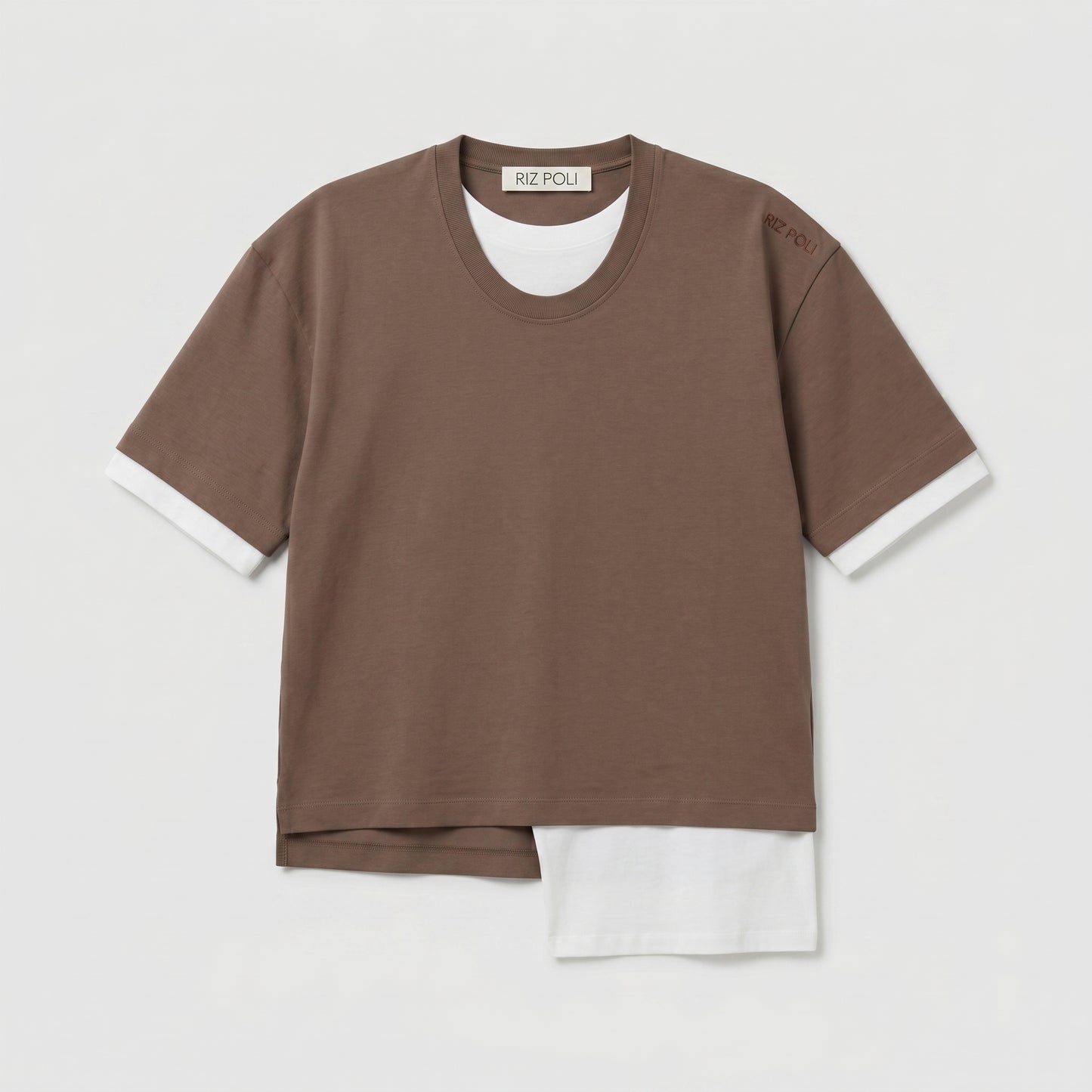 Layered Asymmetric Crewneck T-Shirt