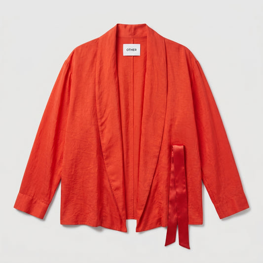 Vibrant Orange Kimono Wrap Top