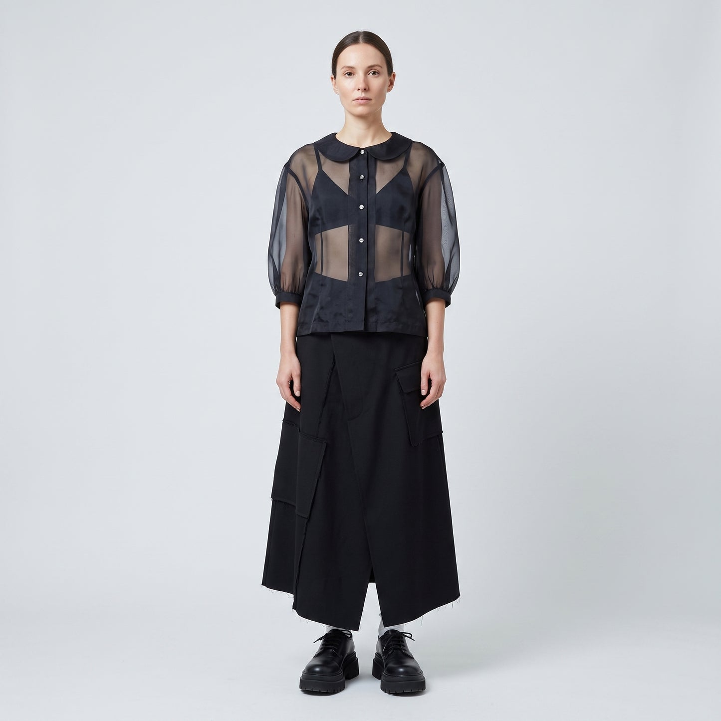 Sheer Peter Pan Collar Blouse
