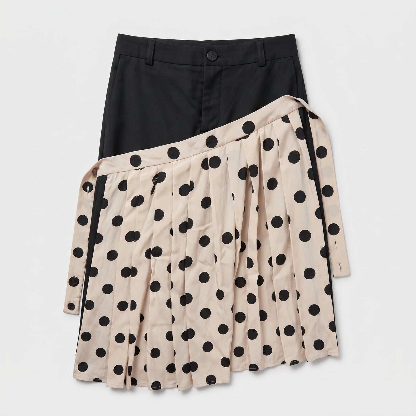 Asymmetric Polka Dot Pleated Skirt