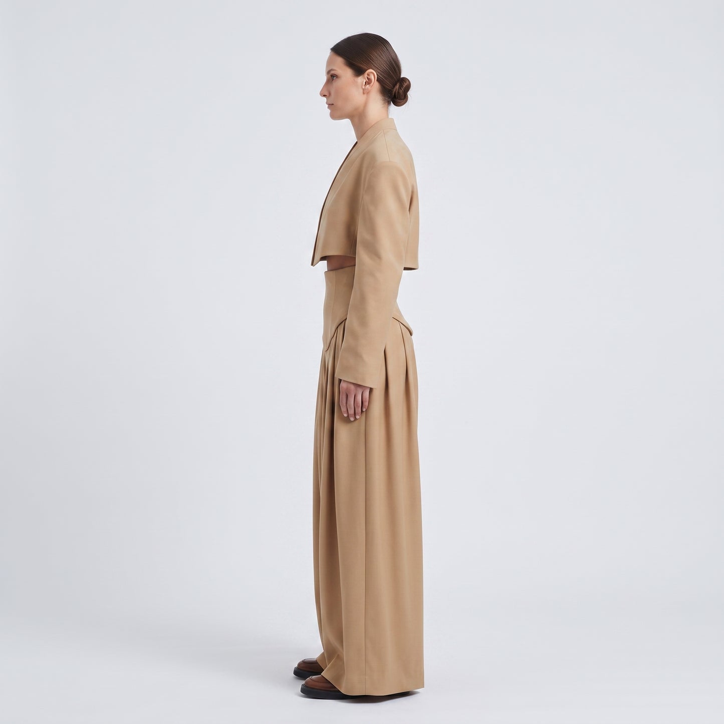 High-Waisted Pleated Wide-Leg Trousers