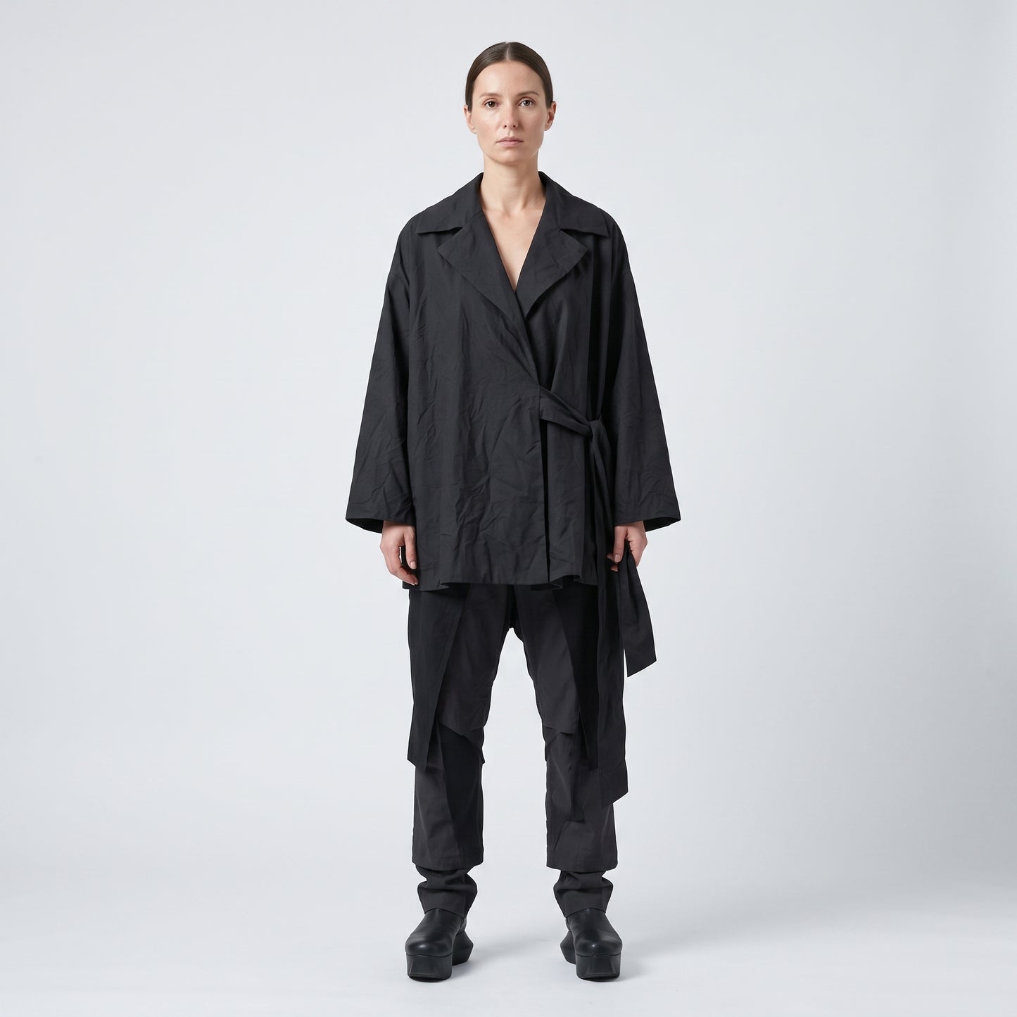 Tailored Charcoal Belted Jacket