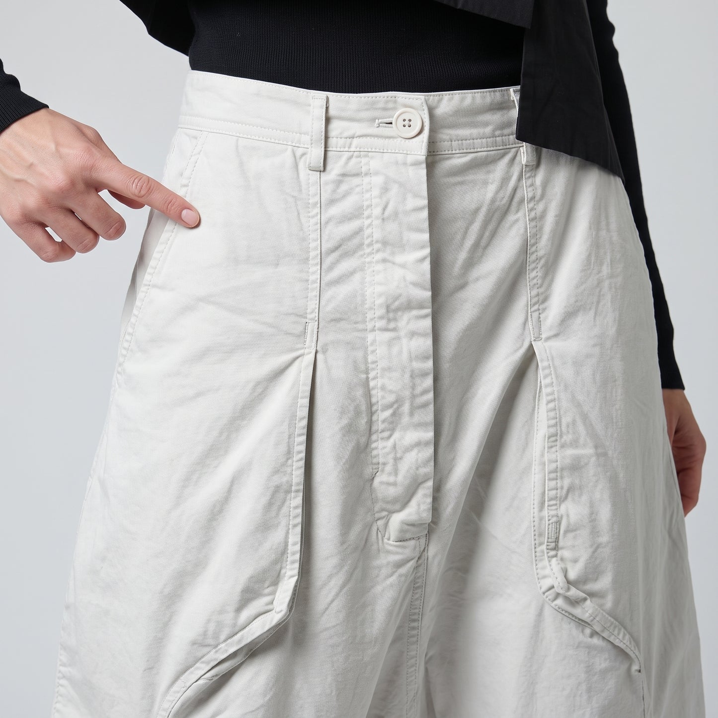 Relaxed Cotton Drop-Crotch Trousers