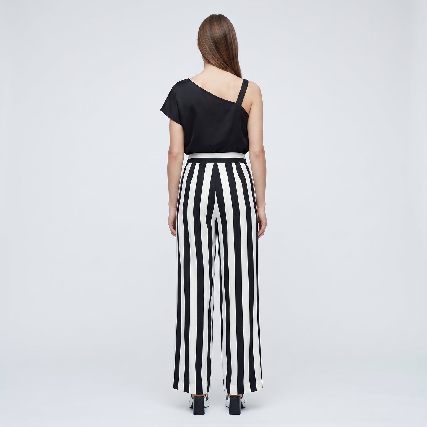 High-Waisted Striped Tailored Trousers
