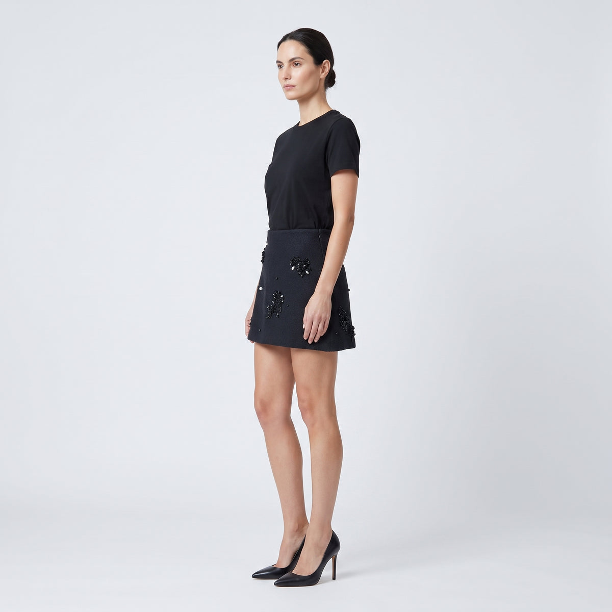 Embellished Wool Felt Mini Skirt