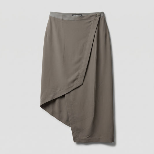 Asymmetric Wrap Midi Skirt
