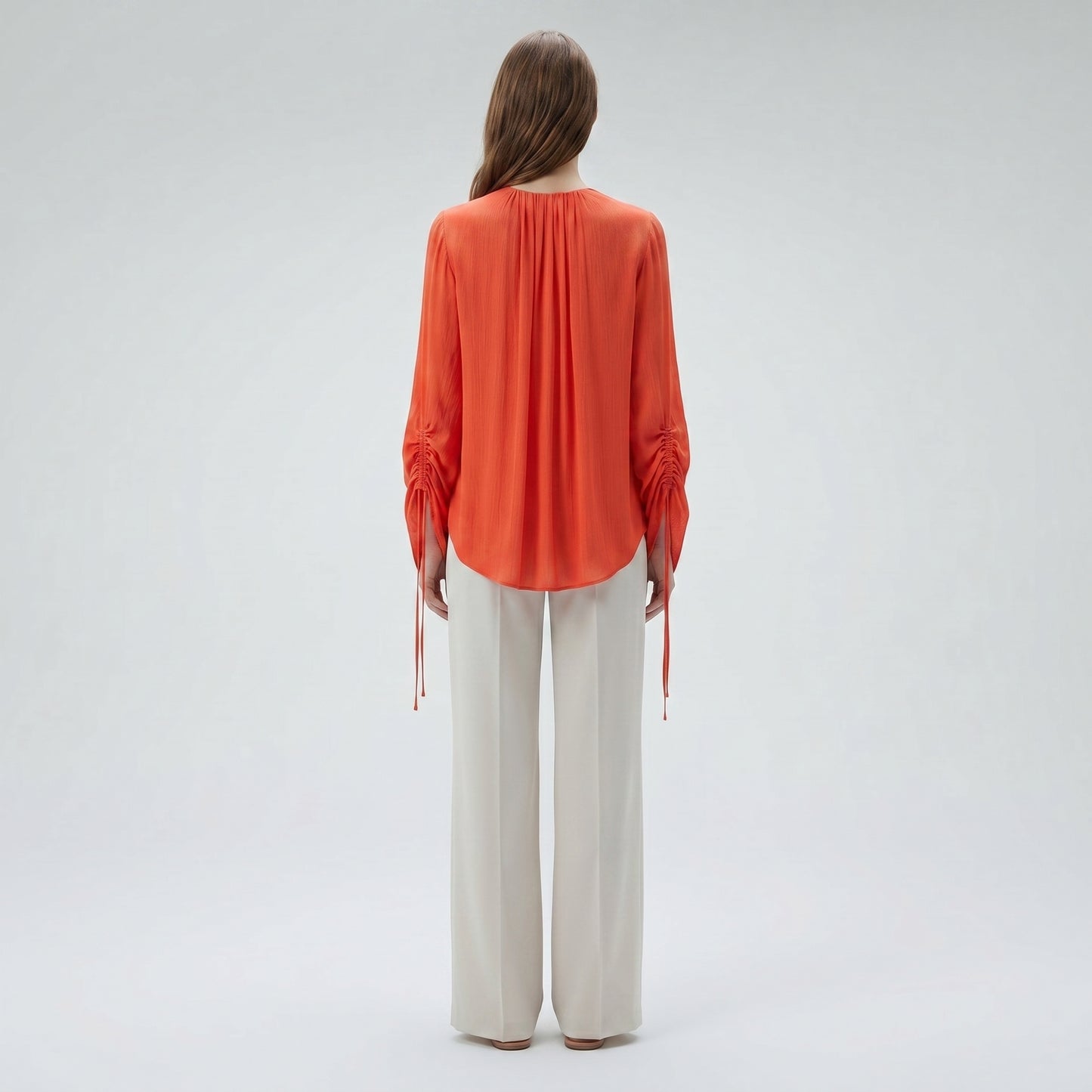 Ruched Sleeve Pleated Blouse