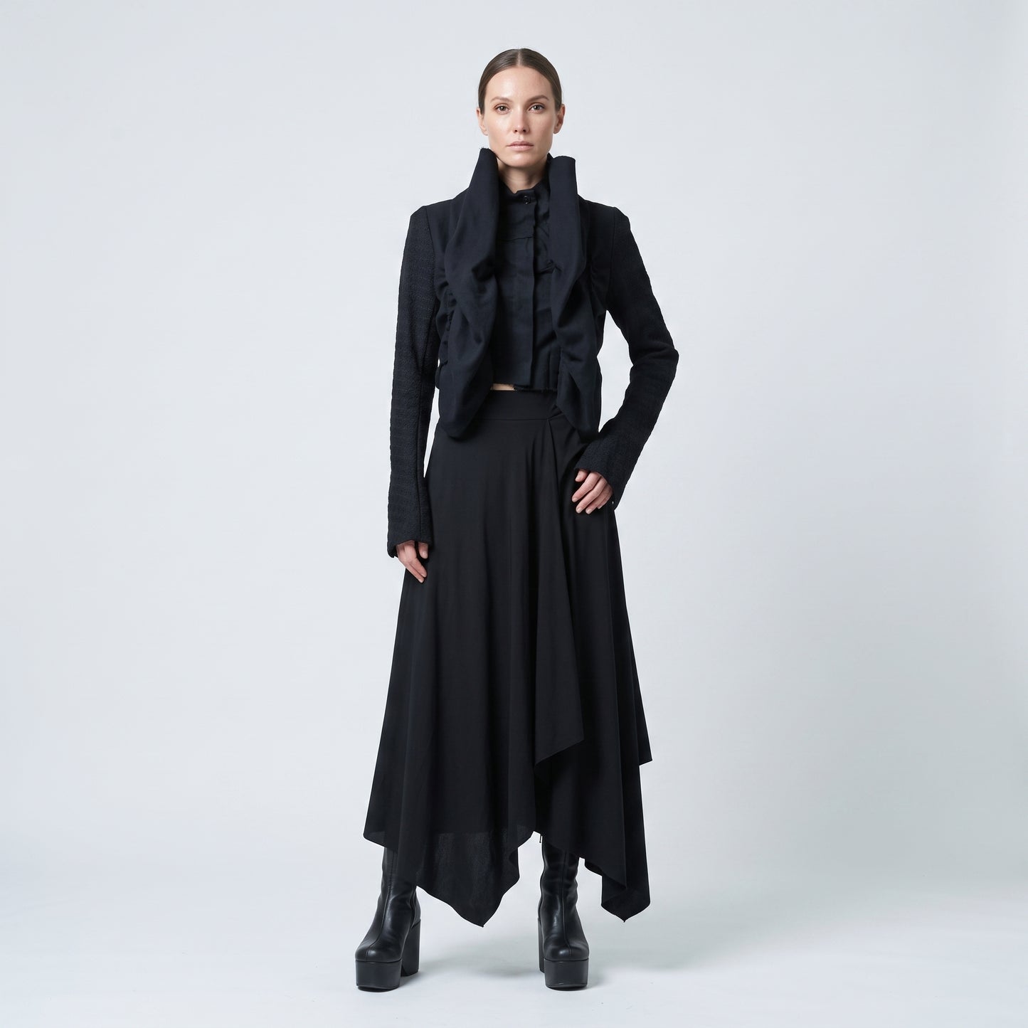 Architectural Ruffled Crop Jacket