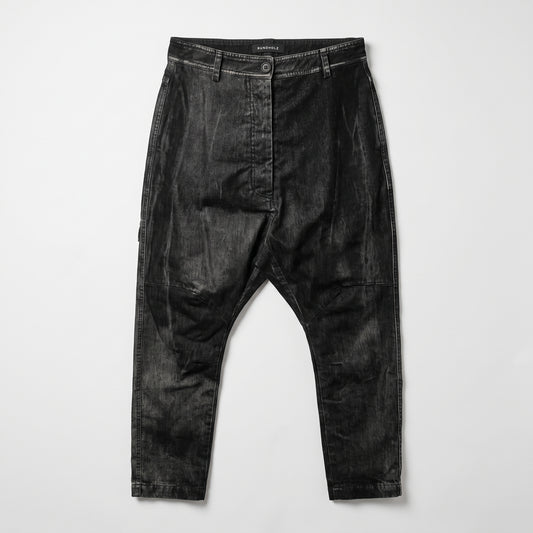 Black Distressed Denim Trousers