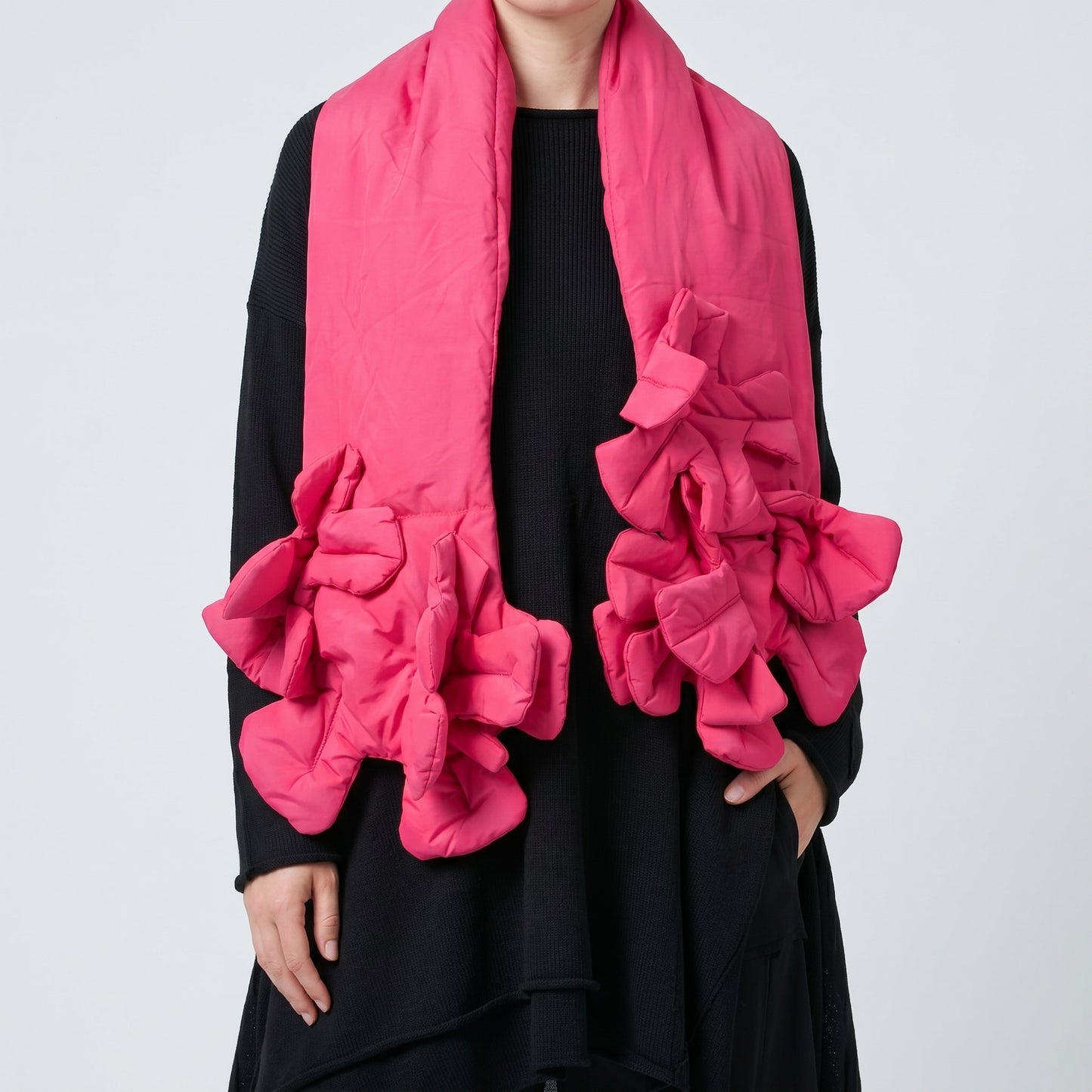 Sculptural Padded Fuchsia Scarf