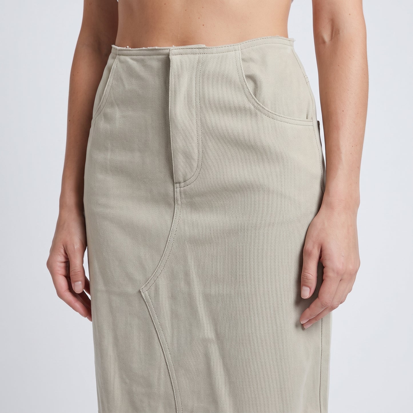 Tailored Beige Midi Skirt