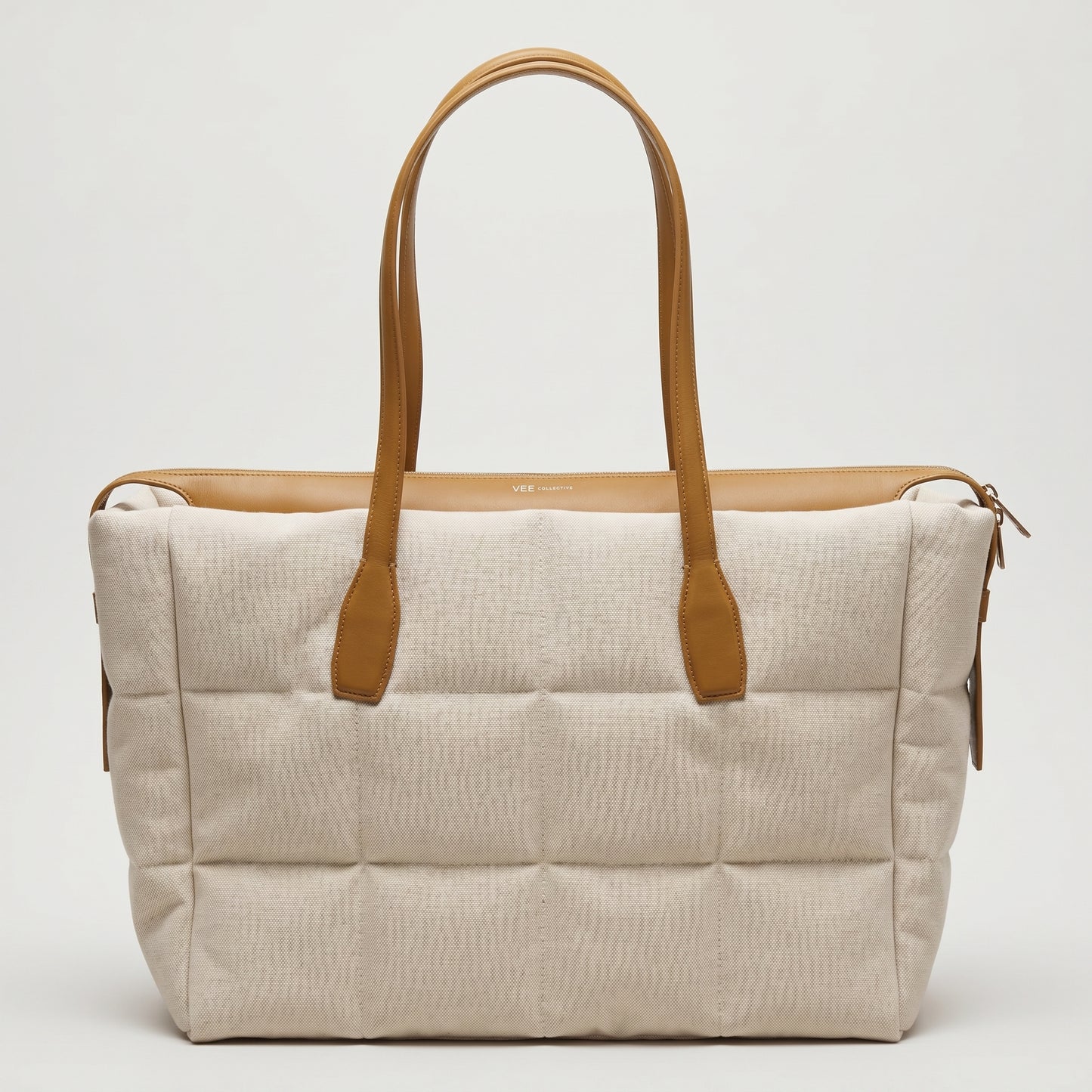 Quilted Linen Blend Tote Bag