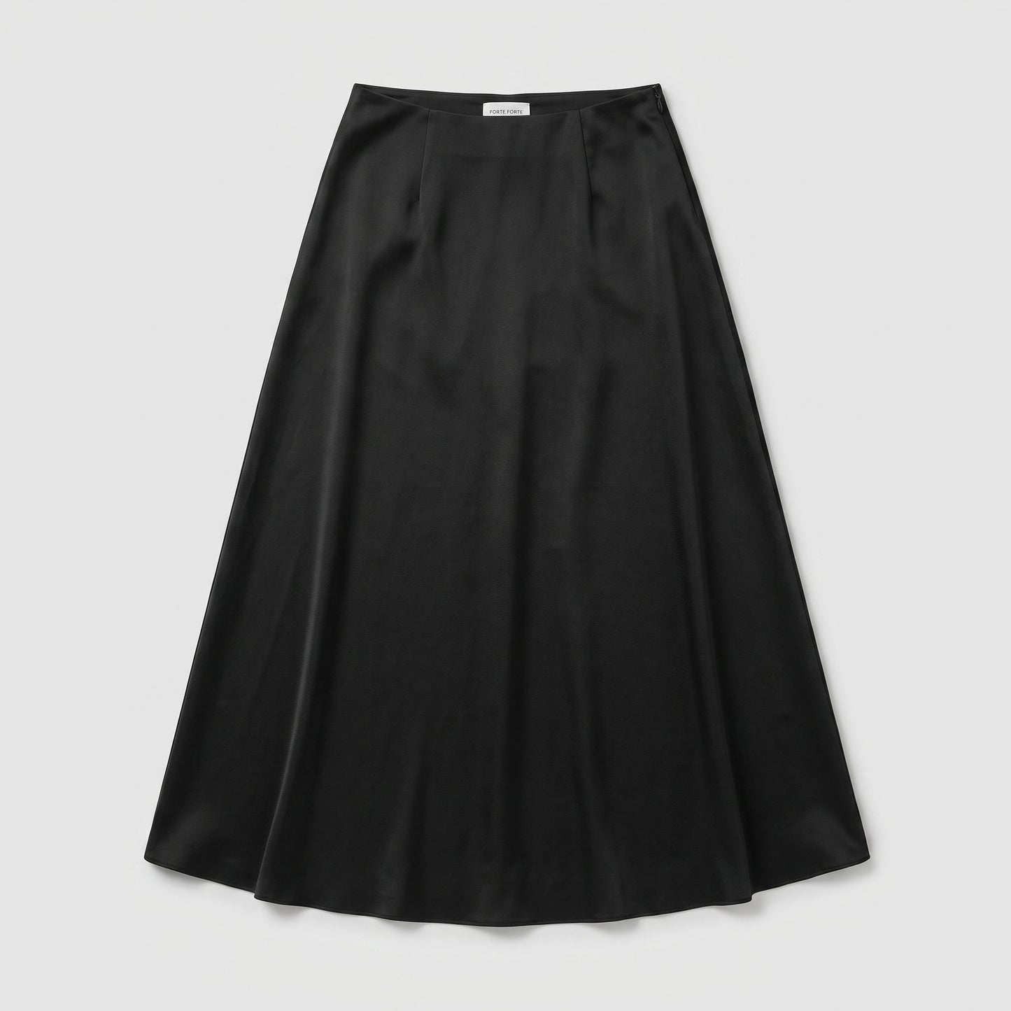 Sleek Black Satin Midi Skirt