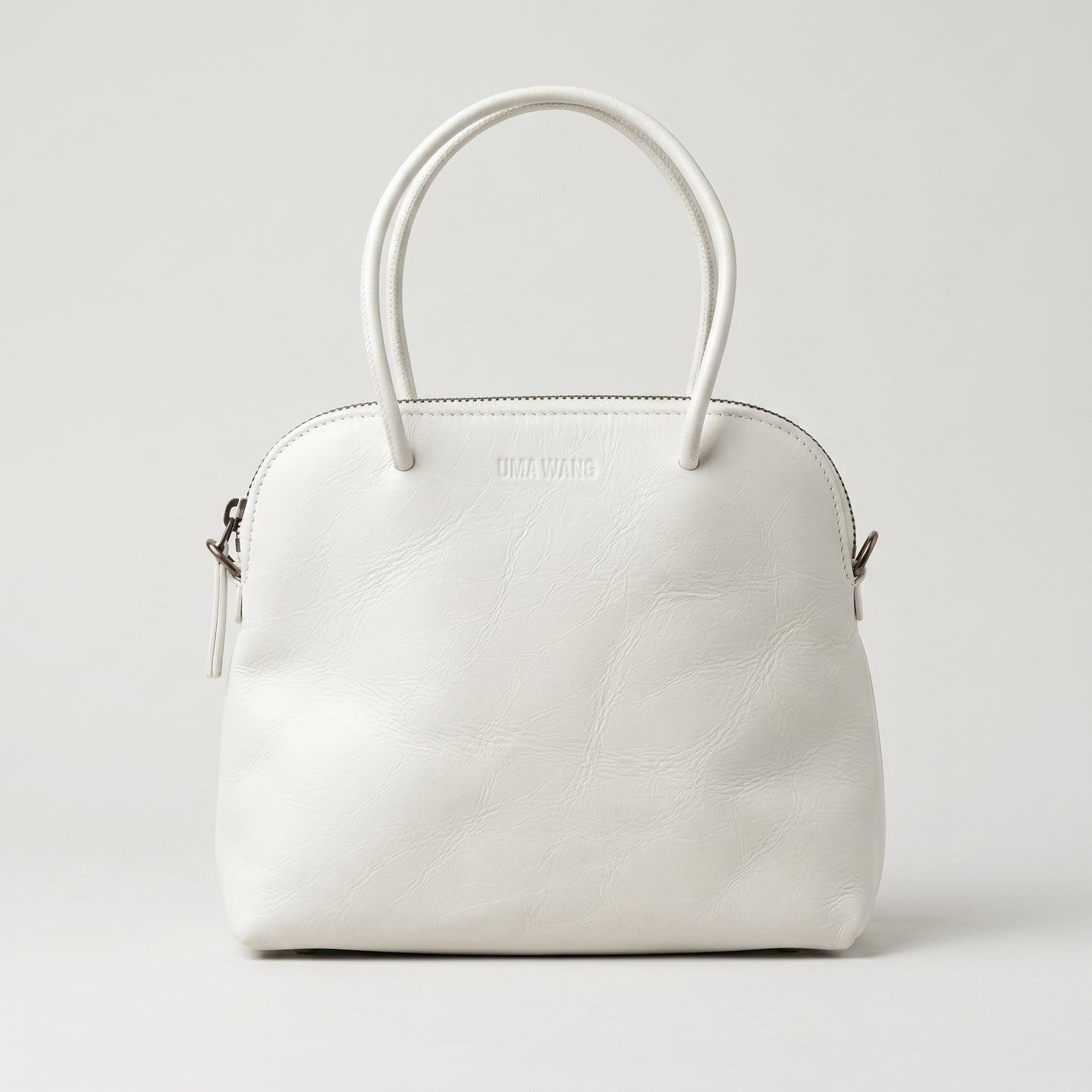 Structured Leather Top Handle Bag