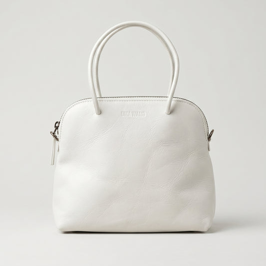 Structured Leather Top Handle Bag