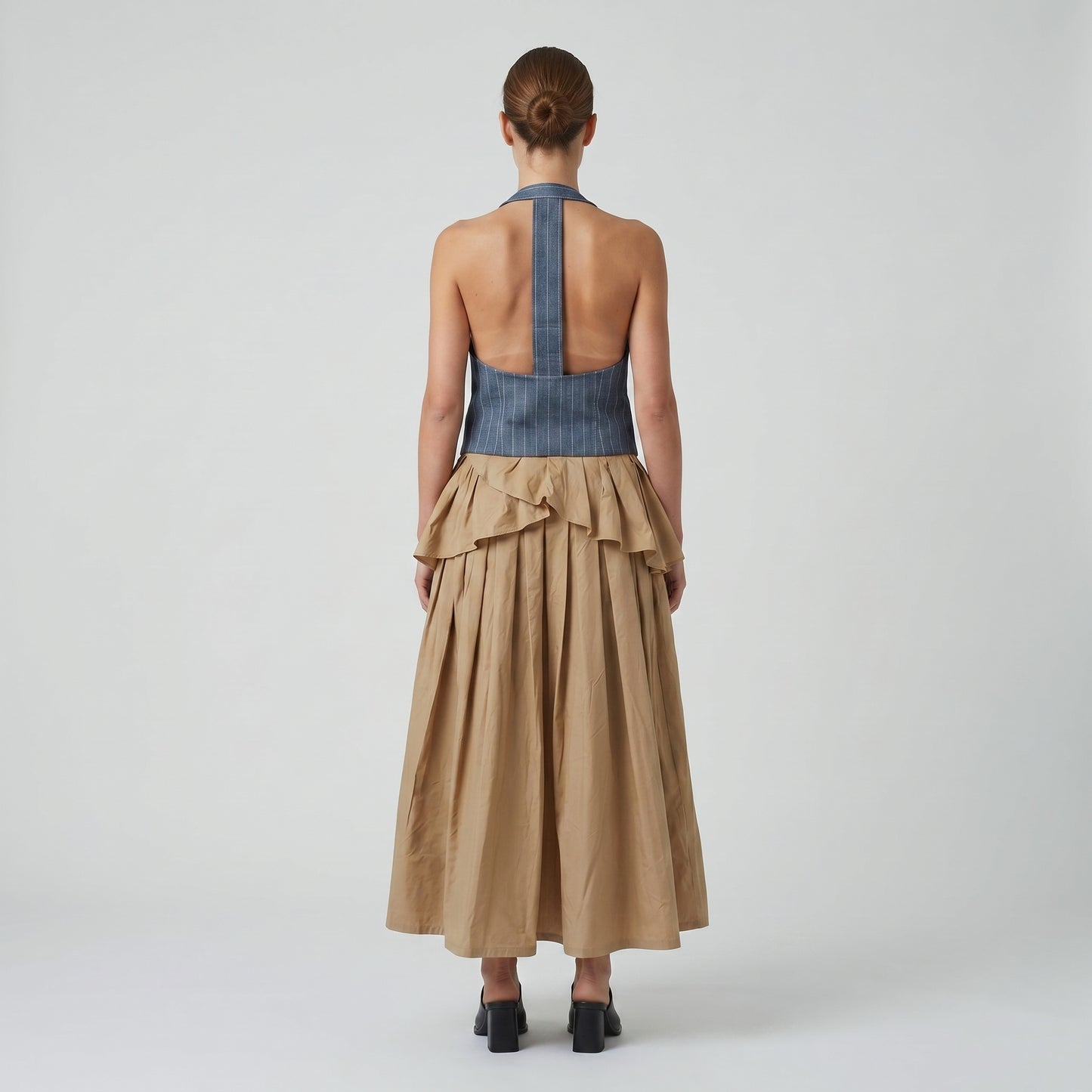 Pinstripe Denim Halter Vest