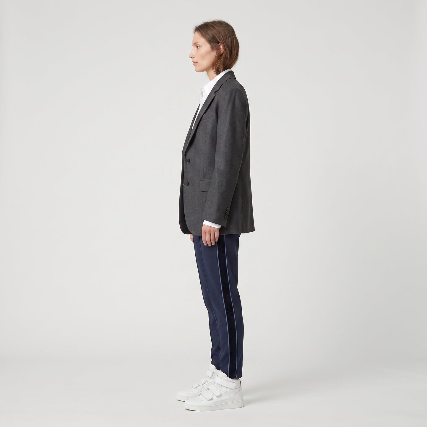 Navy Velvet Trim Jogger Trousers