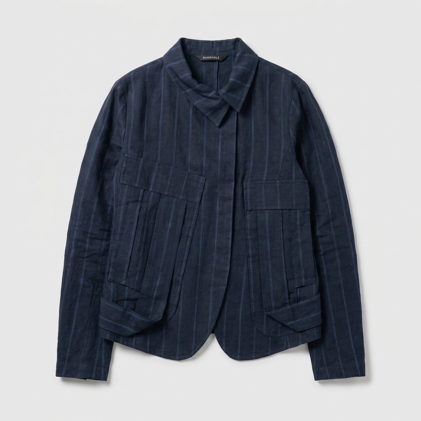 Pinstripe Structured Collar Jacket