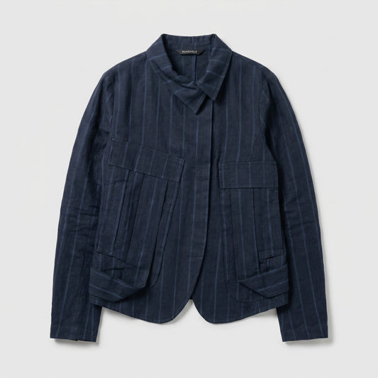 Pinstripe Structured Collar Jacket