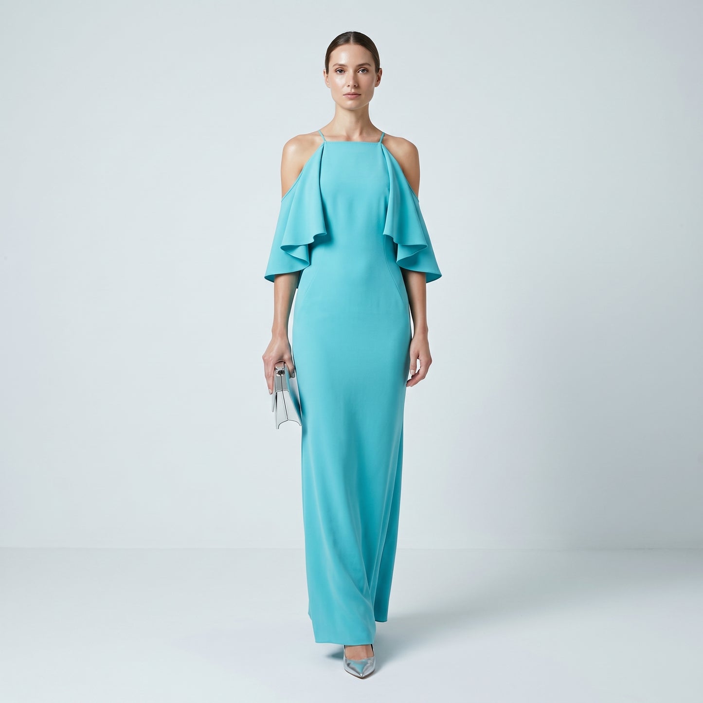 Flutter Sleeve Halter Gown