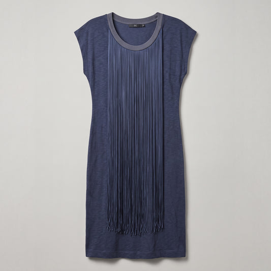 Fringed Cotton Shift Dress