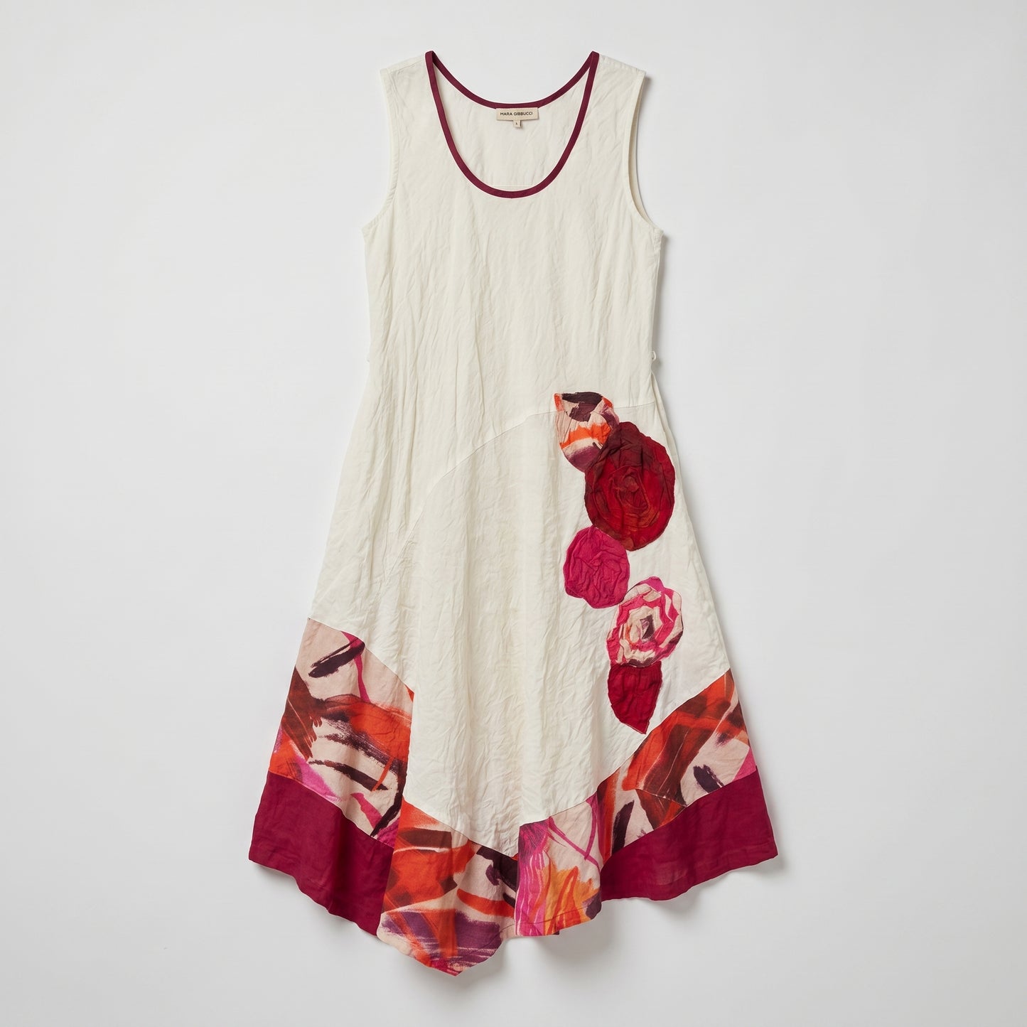 Floral Asymmetric Linen Midi Dress