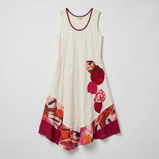 Floral Asymmetric Linen Midi Dress