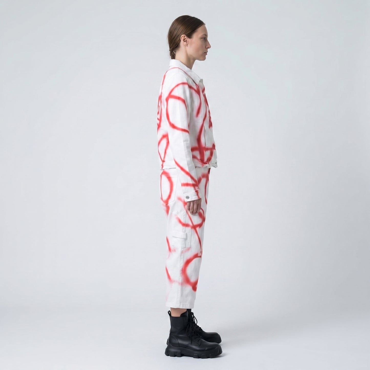 Spray Paint Drop Crotch Trousers
