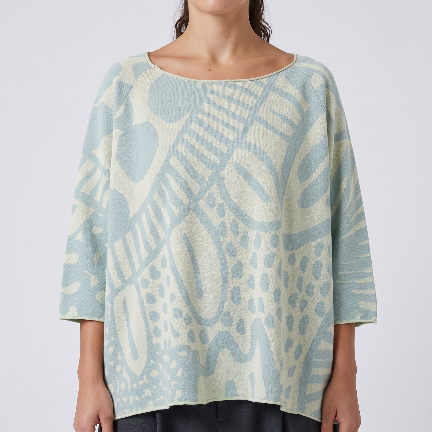Abstract Print Raglan Knit Top