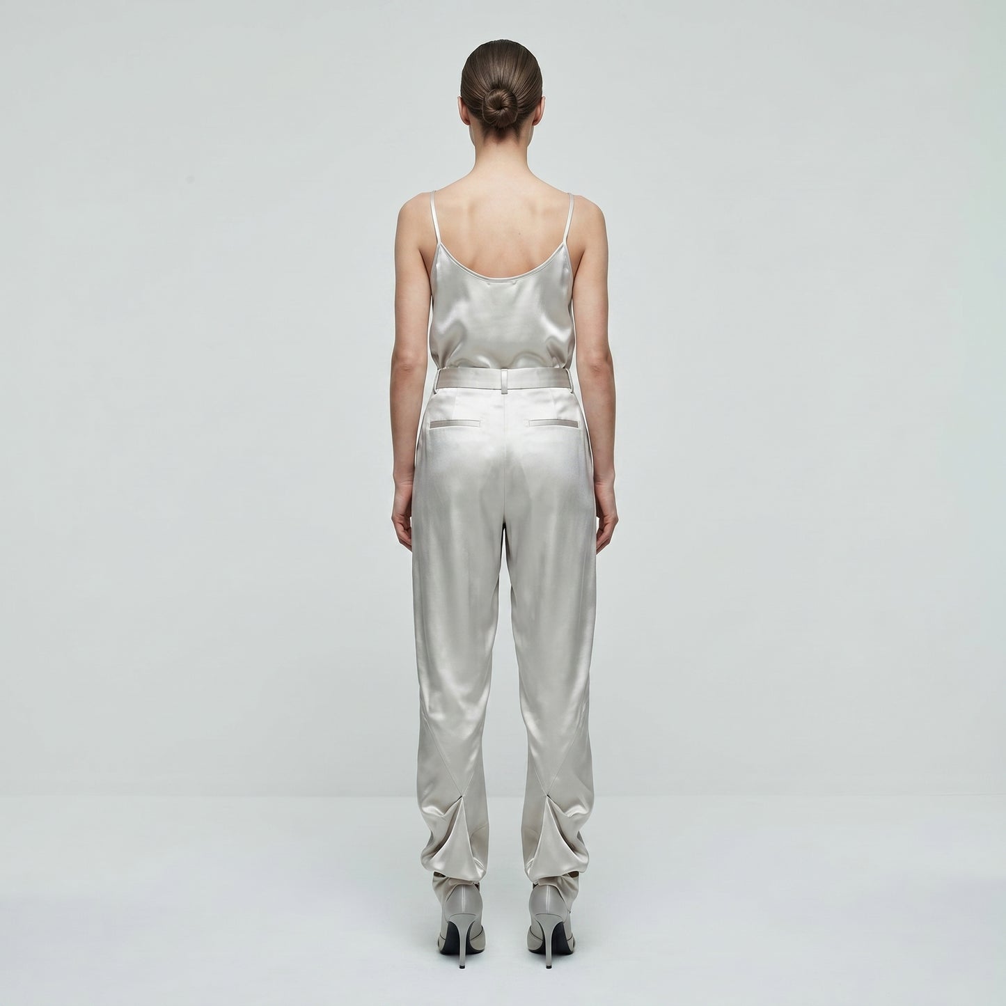 Satin Ruched Hem Trousers