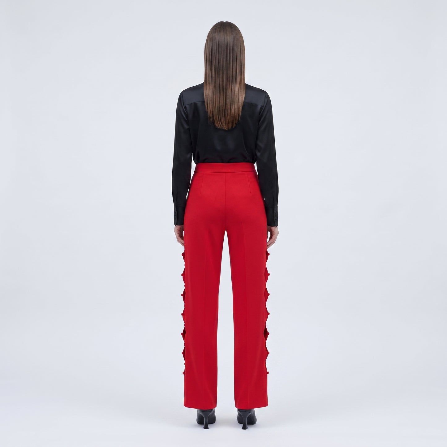 Red Scalloped Detail Trousers