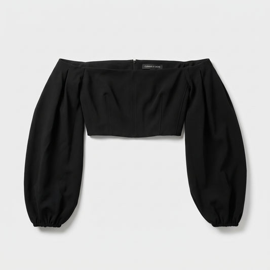 Off-Shoulder Long Sleeve Crop Top