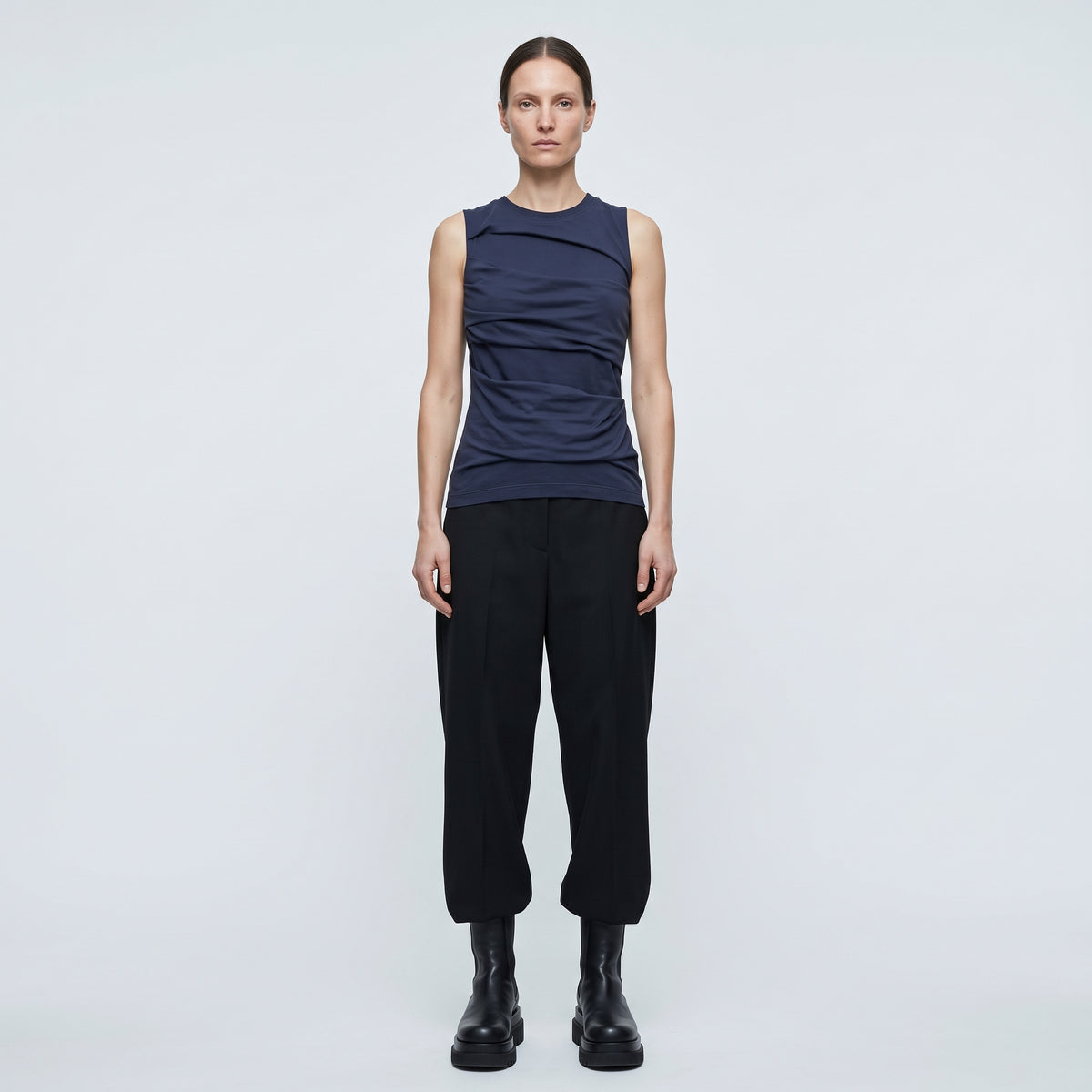 Cut-Out Navy Cotton Tank