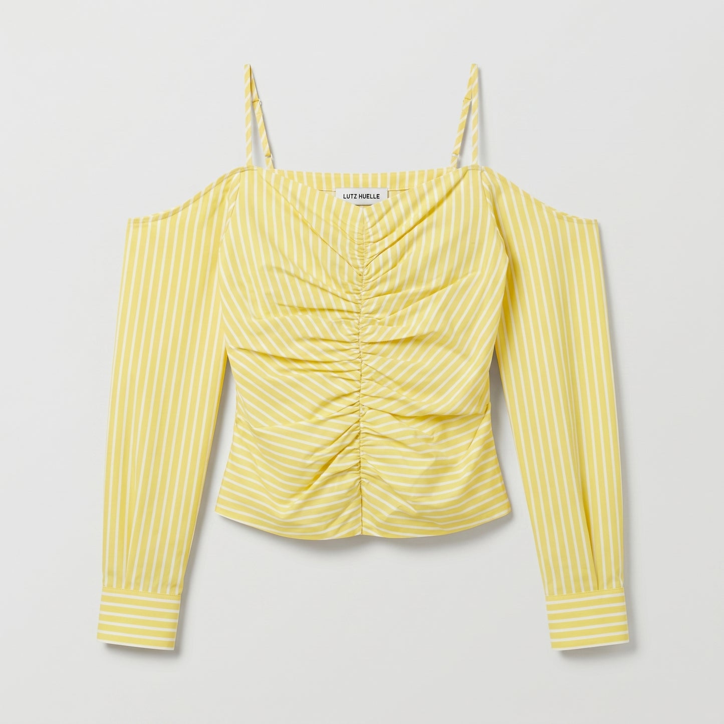 Ruched Striped Off-Shoulder Top