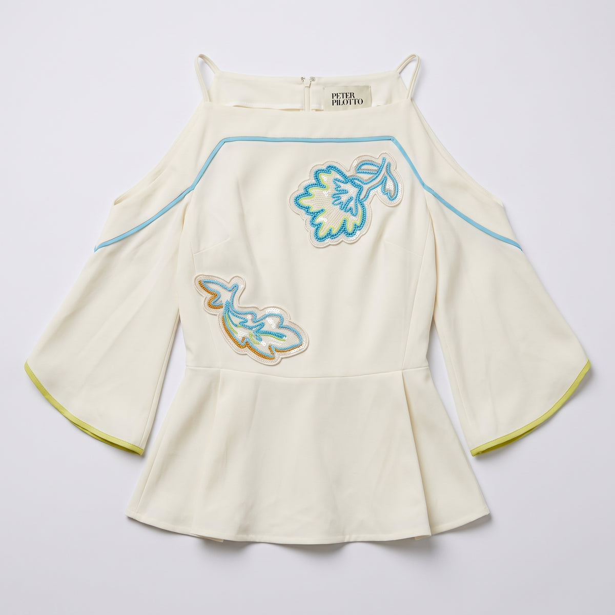 Floral Applique Cold Shoulder Top
