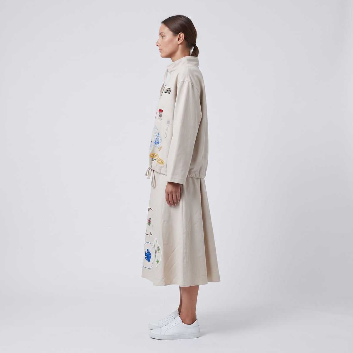 Embroidered Mock Neck Sweatshirt