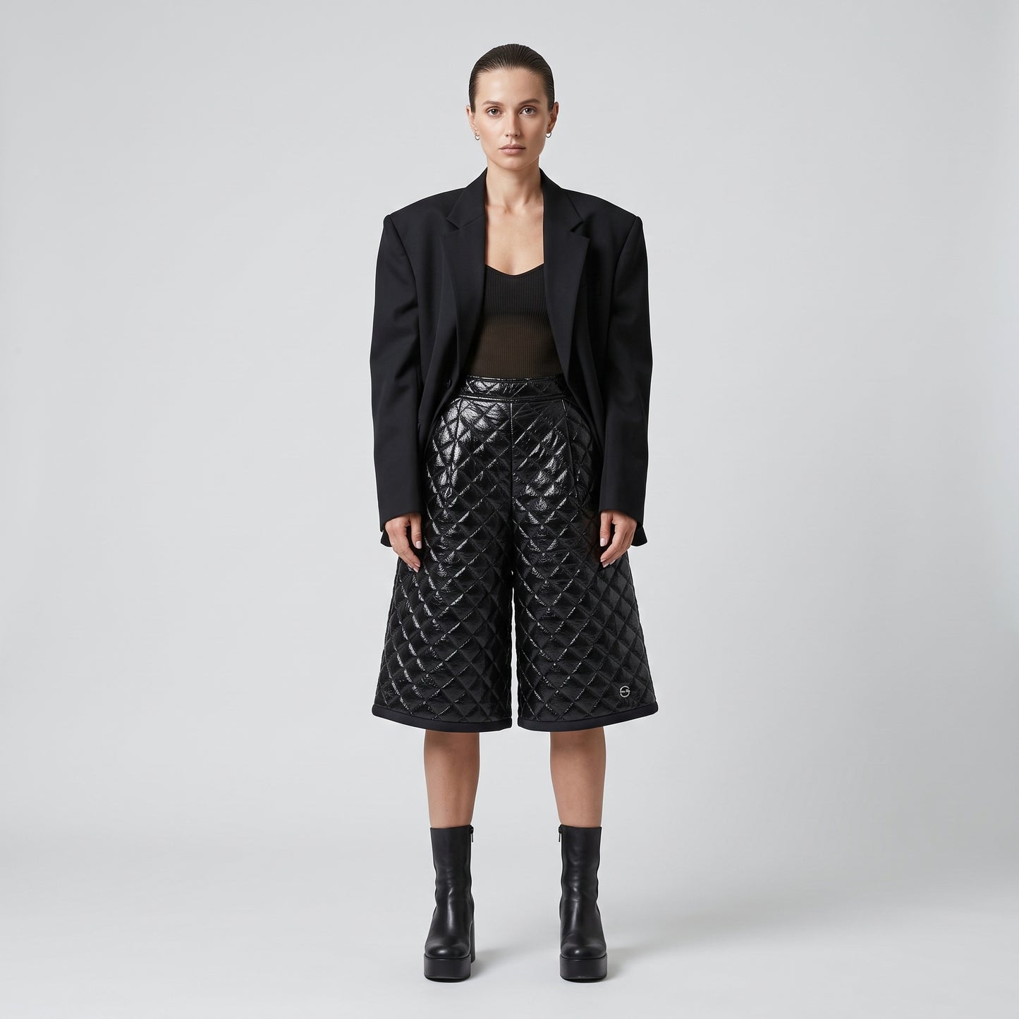 Quilted High-Waist Culottes