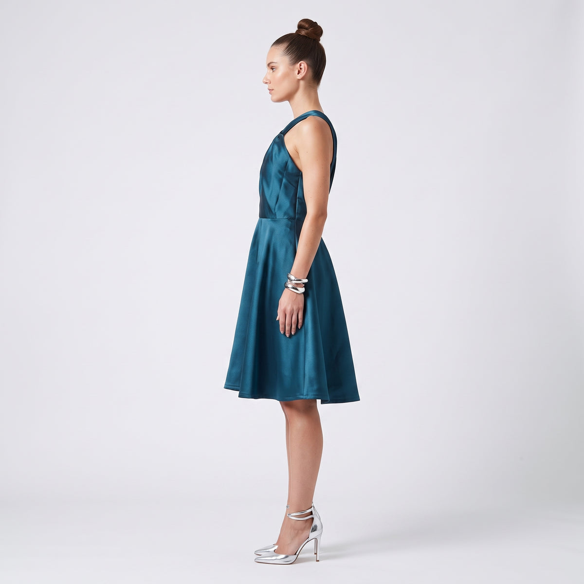 Twisted Halter Satin Cocktail Dress