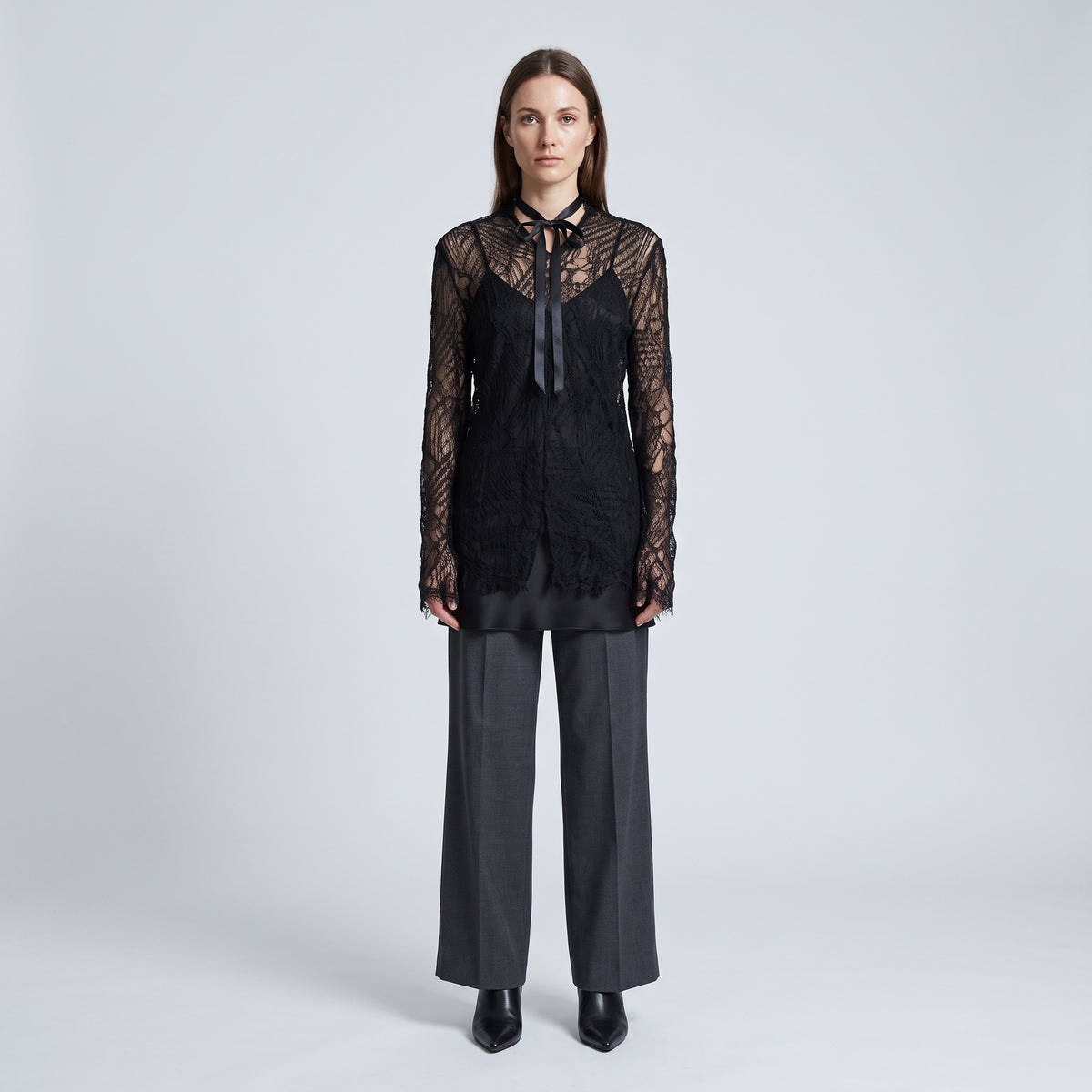Elegant Black Lace V-Neck Top