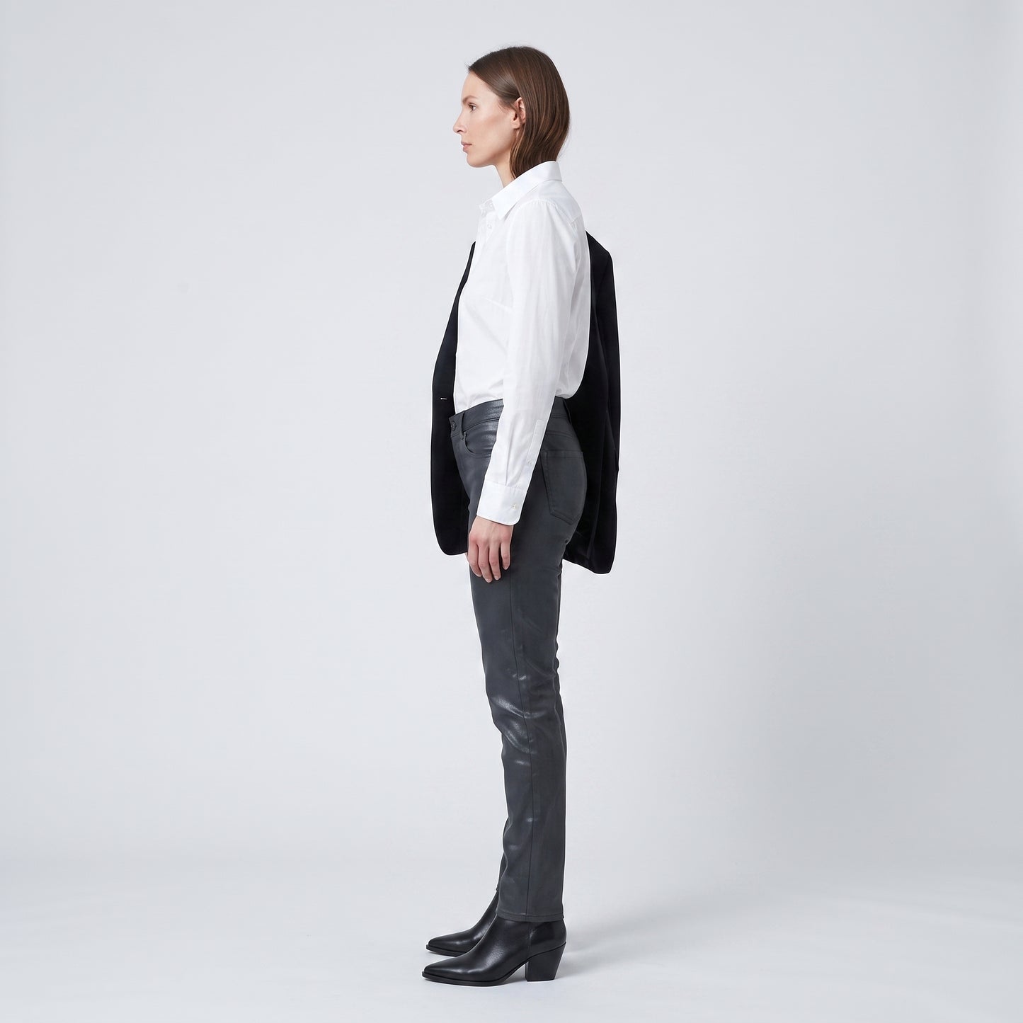 Coated Charcoal Slim Fit Jeans