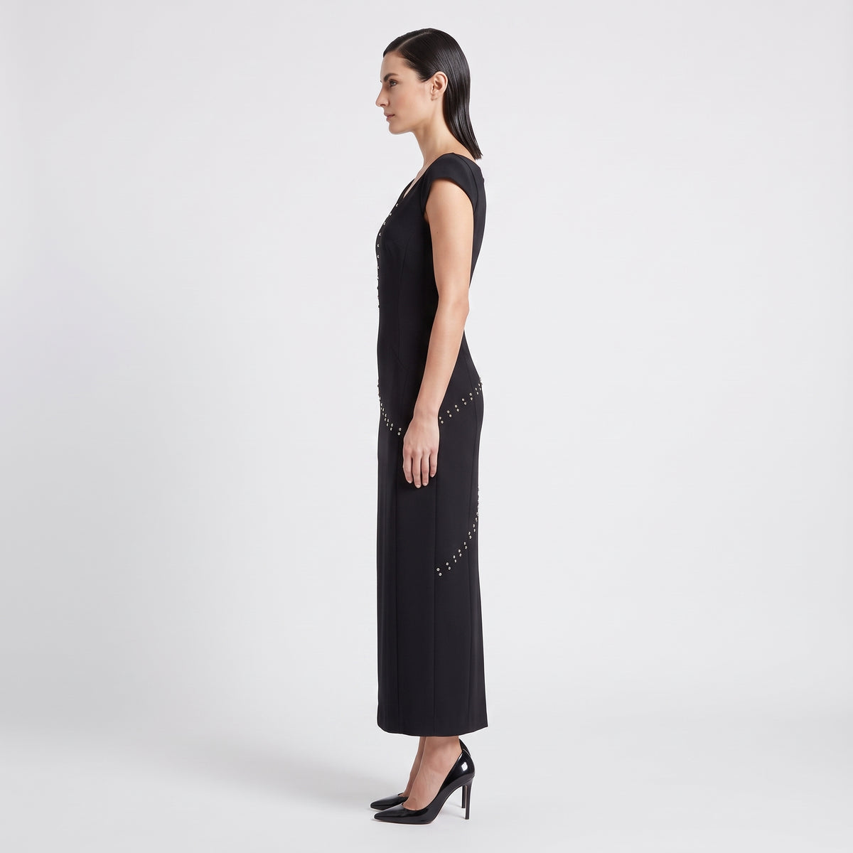 Embellished Asymmetric Tailored Sheath Dress