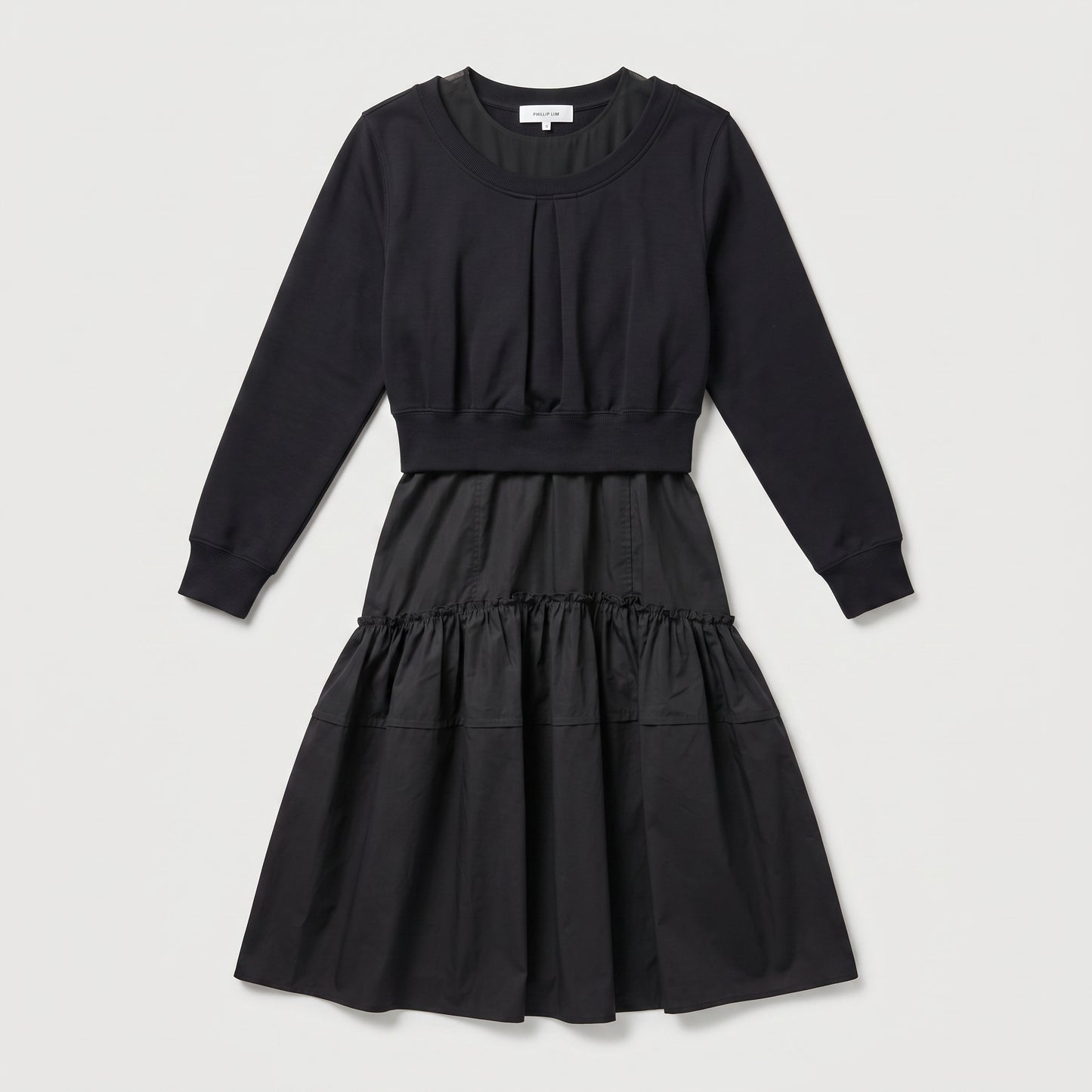 Pleated Mixed Media Mini Dress